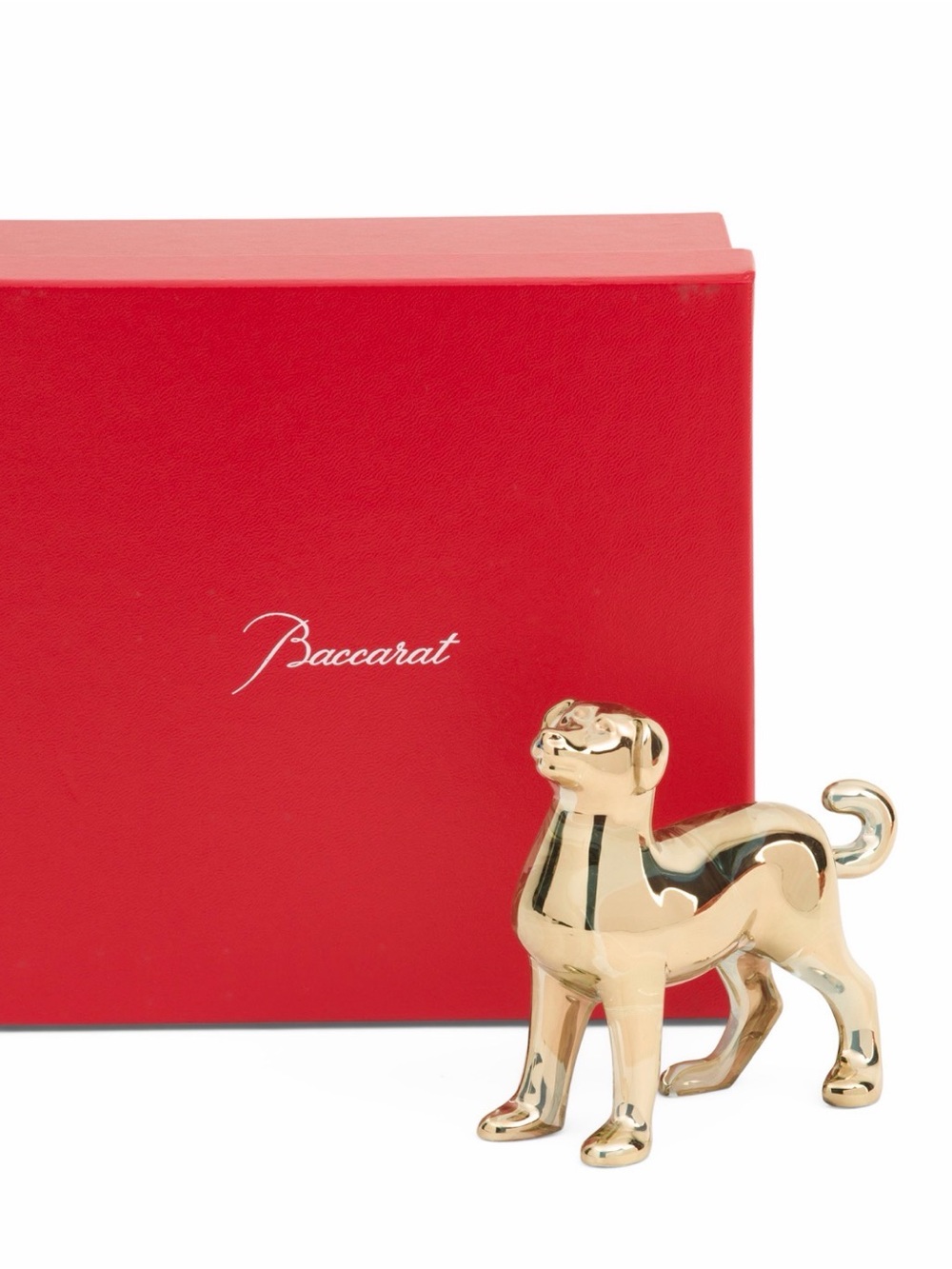 NEW! Baccarat Crystal Dog Gold Glossy Finish Collectible Figurine w/ Box